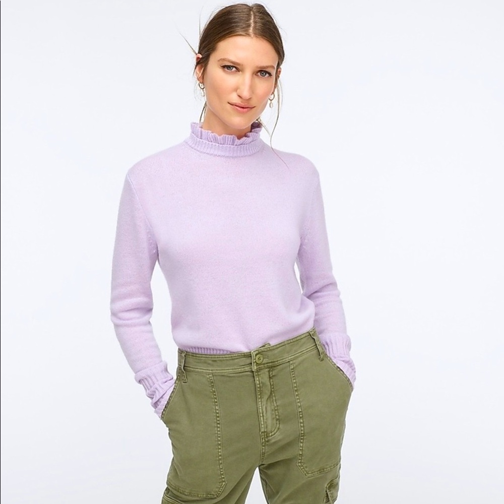 J Crew wool ruffle neck sweater